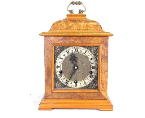 A Smiths Birdseye maple bracket clock, height 30cm 