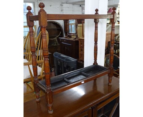 An Edwardian oak stick stand with drip tray, W68cm, H70cm 