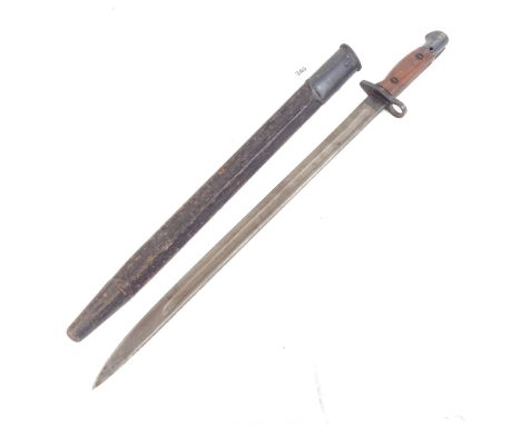 A First World War bayonet, length 54cm, in steel scabbard 