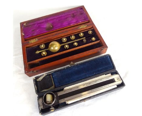 A Sikes hydrometer by Buss of Hatton Garden, and a pyroversum (for measuring furnace temperatures), with instructions, both c
