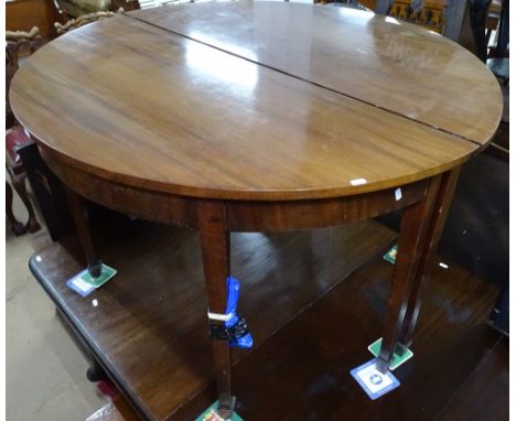 A pair of 19th century mahogany D-end console tables, W121cm, H72cm 