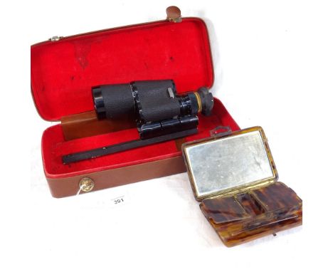 A La Huttiere 7x50 scope, cased, and a Vintage compact 