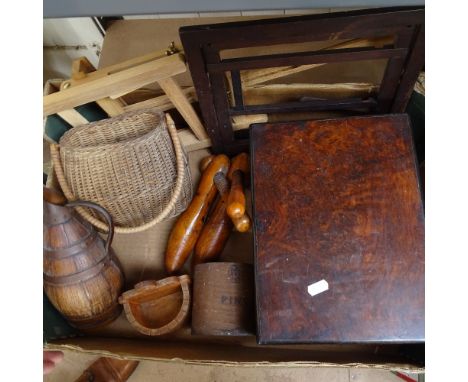 Bentwood measures, an easel, a writing slope etc 
