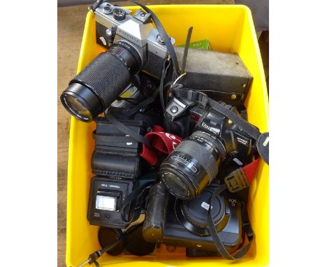 A Canon EOS5 slr body, Minolta, Praktika slr, and other cameras &amp; equipment 