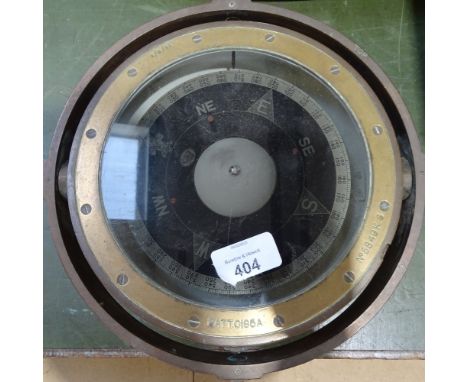 A bronze-mounted ship's gimballed compass, circa 1950, main case diameter 20cm 