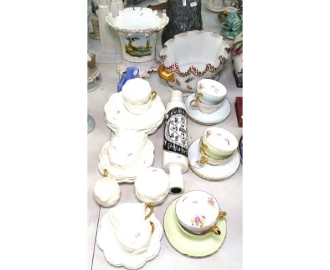 A Coalport tea set, a rolling pin, a jardiniere etc 