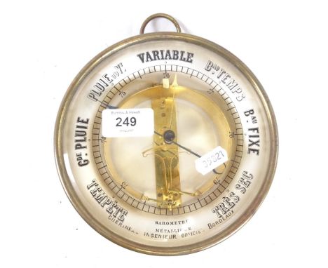 A French brass-cased barometer, by Guerineas Ingenieur Bordeaux, diameter 17cm 