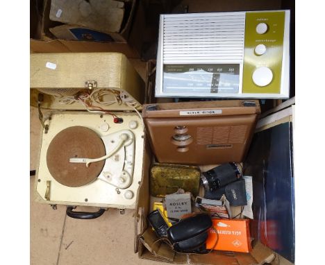 An Agfa camera, LPs, a radio, a record player etc 