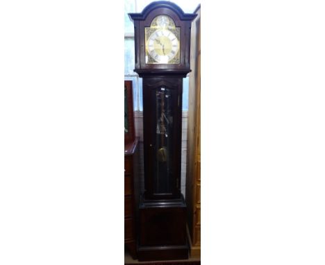 A reproduction longcase clock, with 3-train movement (no weights), H190cm 