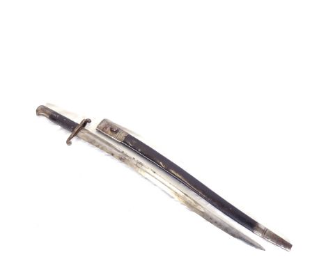 A British 1856 pattern Enfield sword bayonet and scabbard, no. 0136, blade length 58cm 