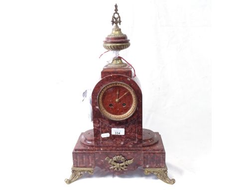 A Continental marble mantel clock with gilt-metal mounts, height 52cm 