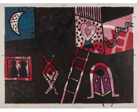 δ Alan Davie (1920-2014)Fox WatchLithograph printed in colours, circa 1970, annotated in pencil, a working proof before the e