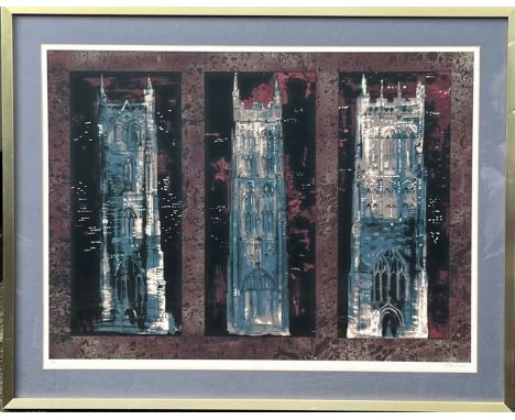 JOHN PIPER, POLYCHROME LITHOGRAPH, 'THREE SOMERSET TOWERS', SIGNED JOHN PIPER LOWER RIGHT, 61/70, APPROX 65 x 90cm