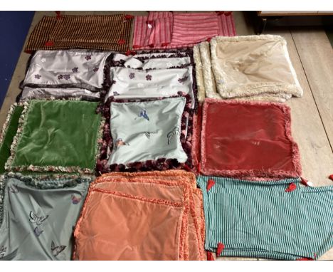 A quantity of ex De Gournay display cushions, and tie backs - see images, approx 38 