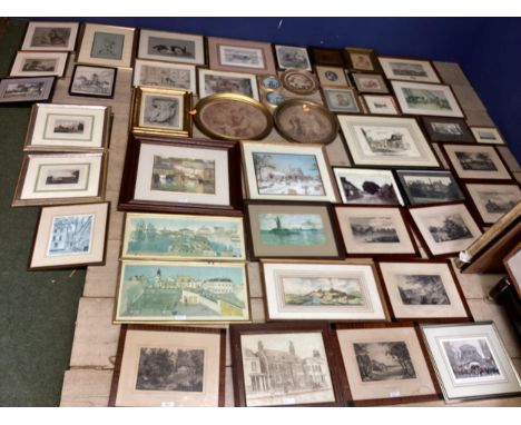 Quantity of many small framed and glazed decorative pictures and prints, many of architectural, houses, villages, etc see ima