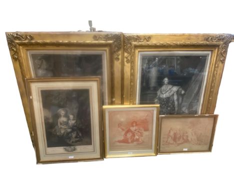 A large gilt glazed engraving of portrait of Louis XVI, titled to mount, Roi Des Francais, Restaurateur De La Liberte, Presen