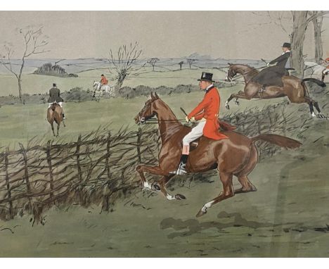 After Snaffles, original hand coloured print,  The Stake and Bound, "Send em at it�.and get well into the next field, 33cm x 