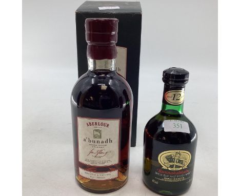 Bunnahabhain, Single Islay Malt Scotch Whisky. 12yrs 40%Vol. 35cl together with Aberlour a'bunadh single malt. Boxed 59.6% Vo