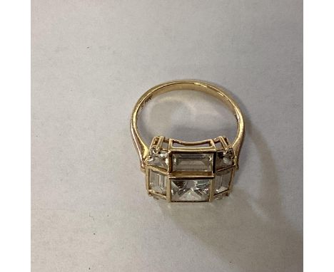 A 14ct gold CZ set dress ring. 4.19, Size L