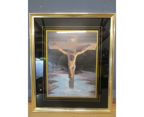 Christ of Peace print in black and gold frame 48x58cm