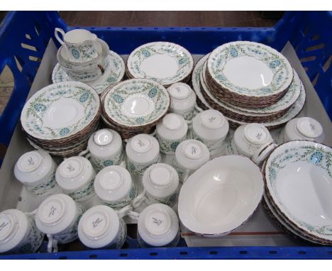 English fine china part dinner/tea/coffee service with blue floral design approx 50+ pieces