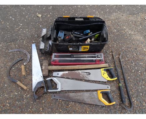 Tools to include saws, sledge hammer and tape measures etc&nbsp;