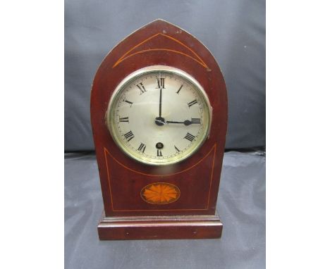 An inlaid gothic mantel clock&nbsp;