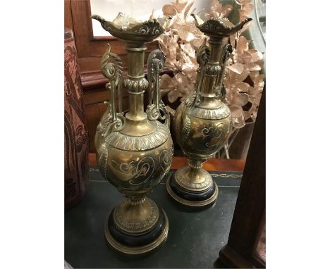 Two brass lamp bases