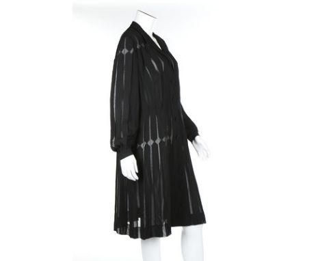 A Paquin couture appliqued black chiffon dress/coat, late 1930s, black on white woven satin label, indistinctly numbered, the