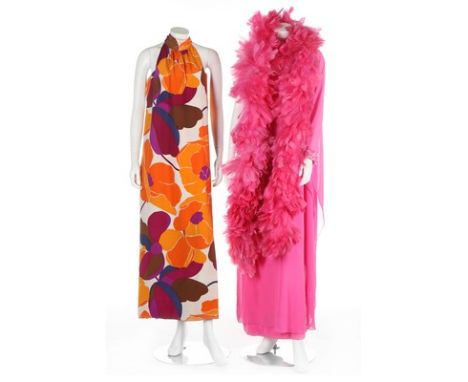 A Pierre Cardin Editions printed gown and a group of colourful summer and evening-wear, mainly 1960s, including a shocking-pi