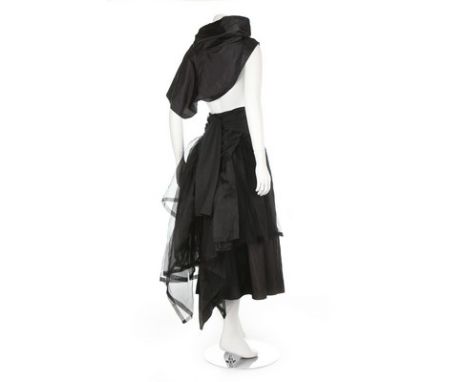 A Comme des Garçons Noir black organdy and jersey evening ensemble, Autumn-Winter 1987, labelled and size S, comprising multi