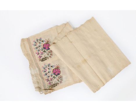 A collection of Ottoman embroidered hand cloths, covers, towel, mainly first half 20th century, nine including a large bath s
