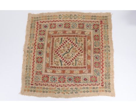 A composite wrapper, Salonika or Kavala, Ottoman, circa 1900, composed of embroidered Balkan fabrics including Rameli trouser