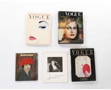 Five Vogue and fashion photography-related books, mostly 1980s, including 'Norman Parkinson', published in connection with th