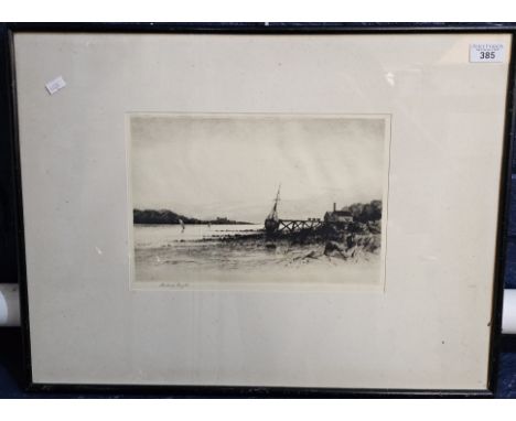 Richard Smythe,(British,1863-1934) 'Menai Straits', uncoloured etching, signed in pencil by the Artist. Arthur Greatorex Limi