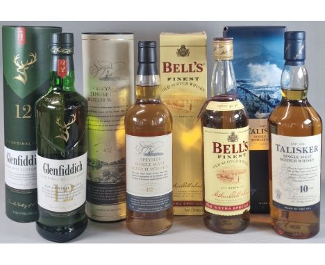 Four bottles of Whisky to include: Glenfiddich Single Malt Scotch Whisky Our Original 12 years old, Speyside Single Malt Scot