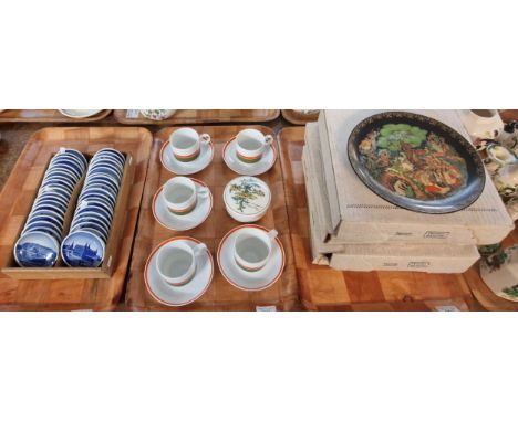 Three trays of ceramics to include: small collection of Russian collectors' plates, set of five German Rosenthal porcelain ba