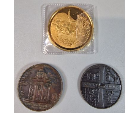 Silver gilt medallion, Captain James Cook Lands on one of his Voyages of discovery, 1728-1779, together with an Edward I comm