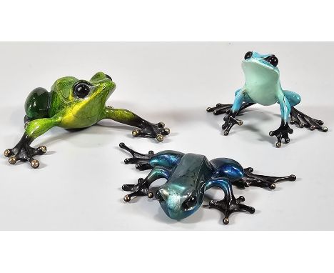 Tim 'The Frogman' Cotterill, three cast bronze frogs, to include: 'Aurora', with COA, limited edition 253/5000, 'Jasmine' lim