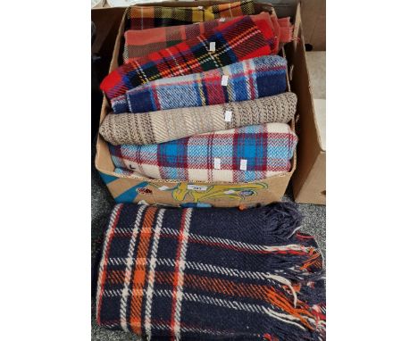 Collection of vintage tartan and check blankets, varying colourways. (7) (B.P. 21% + VAT)
