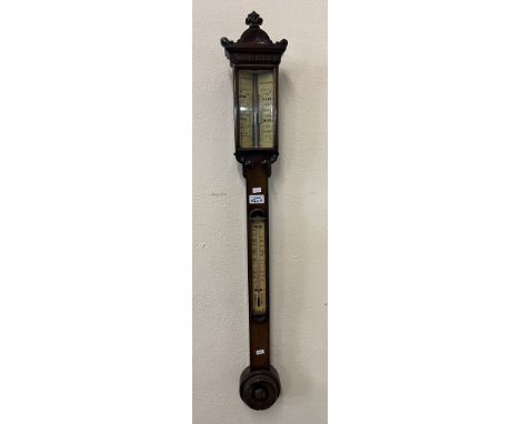 Victorian oak stick Barometer by Lancaster and Son, Birmingham. (B.P. 21% + VAT)