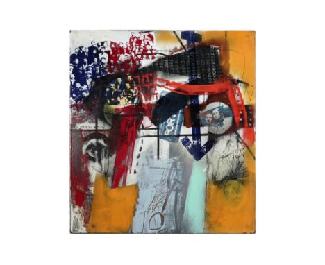 20th Cent. Belgian mixed media on iron - signed R. Neeman and dated (19)76 || NEEMAN R. (20° - 21° EEUW) werk in gemengde tec