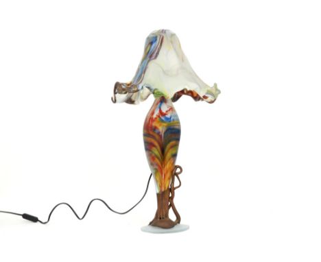 Marchand - Paris signed lamp in glass || MARCHAND - PARIS lamp met voet en kap in glaspasta (en verre marmoréen soufflé)  -  