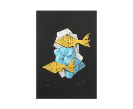 20th Cent. lithograph printed in colors from the "Oedipoes Rex" portfolio - signed Georges Braque a print by "Atelier Art-Lit
