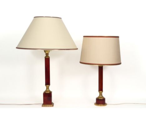 two vintage table lamps || Lot van twee vintage schemerlampen van de jaren '80  -  hoogtes : 44 cm  -  telkens met kap 