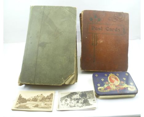 TWO POSTCARD ALBUMS containing approx 570 cards including; British Heroes, humorous, black and white portrait photographs, an