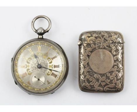 A LATE VICTORIAN SILVER CASED POCKET WATCH, movement engraved "W Best Consett No 15452" Chester 1893, decorative silvered dia