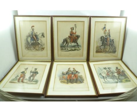 AFTER E. LAMI "Cavalerie Francaise en 1834", a set of six lithograph prints depicting various divisions of the Cavalry, print