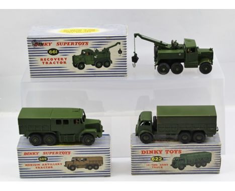 A "DINKY SUPERTOYS" RECOVERY TRACTOR NO661, together with 10 ton ARMY TRUCK, 622, and MEDIUM ARTILLERY TRACTOR, No 689, all i