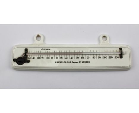 A "HAWKSLEY" OF LONDON GLAZED POTTERY THERMOMETER, 30cm wide. 